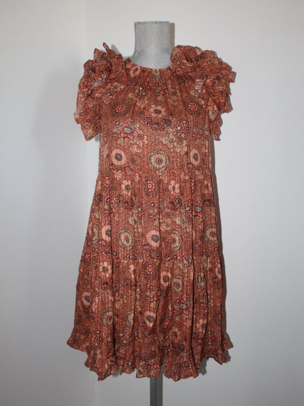 NWT Ulla Johnson Adele Ruffle Sleeve Brown Rosebud 2